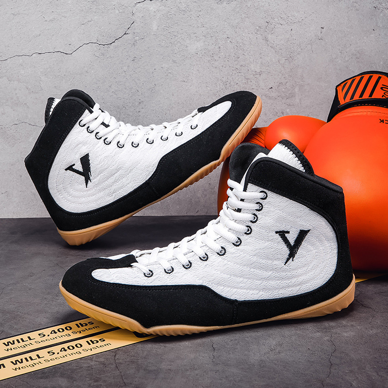 Professional Boxing Shoes Men's and Women's Hard Pull Wrestling Shoes Fighting Shoes Sanda Shoes Training Shoes Fighting Shoes Competition Squat Fitness
