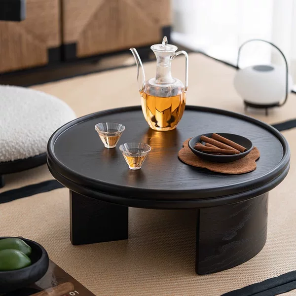 Solid Wood Mid-Century Style Tatami Coffee Table Seat Bay Window Balcony Chinese Style Low Tea Table and Chair Combination