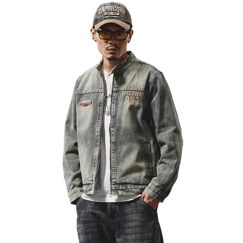 Autumn and winter trendy brand denim jacket men's loose retro men's jacket versatile lapel high street men's top_voghion.com