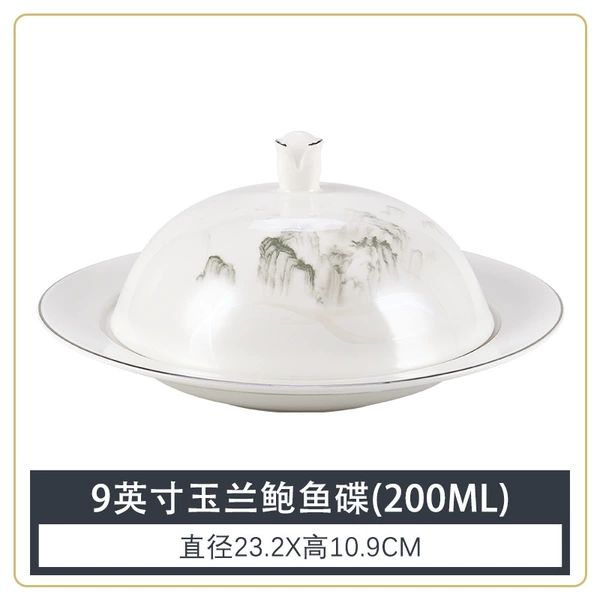 【Strong Bone Porcelain-Silver Border】Wanfengling 9-inch Magnolia Abalone Disc