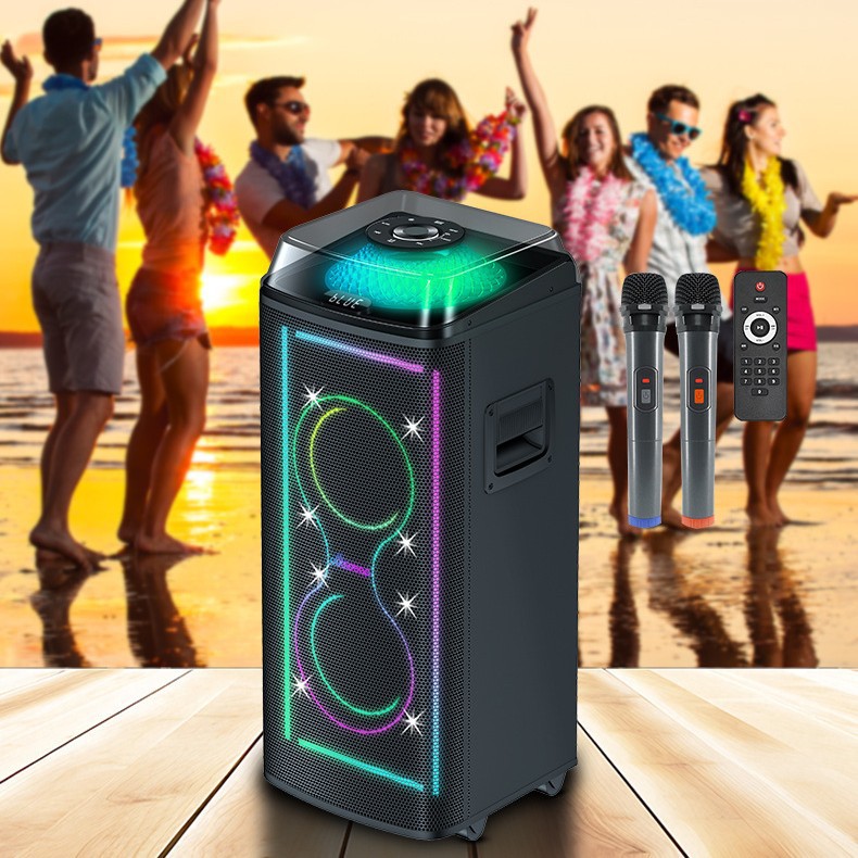 Altavoces Bluetooth de alta potencia doble 8 pulgadas KTV karaoke casero cuadrado K canto al aire libre tarjeta de sonido