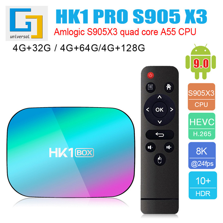 HK1 Box smart set top BOX TV Box S905X3 4G/128G WiFi Bluetooth TV BOX