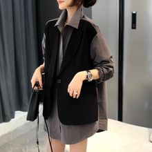 欧洲站2024秋冬韩版百搭马甲拼接设计感气质显瘦假两件衬衫外套女