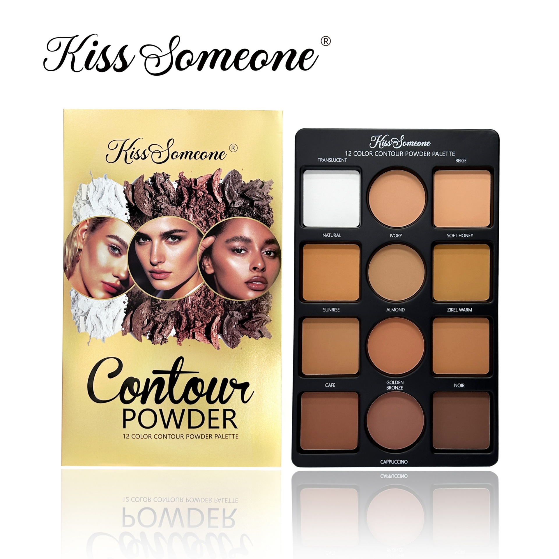 Cross-Border Exclusive Supply of Makeup: 12-Color Blush and Highlighter Palette, Natural Concealer, Setting Powder, Contouring Palette