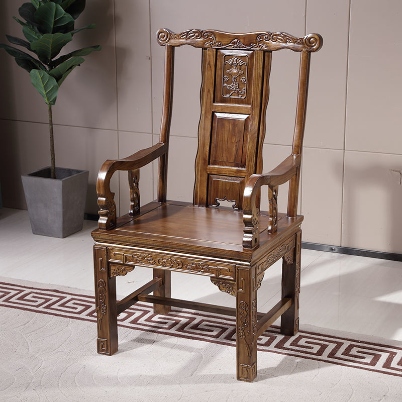茶椅仿古实木靠背椅大气新中式办公室家用圈椅台茶桌主椅子单个|ru