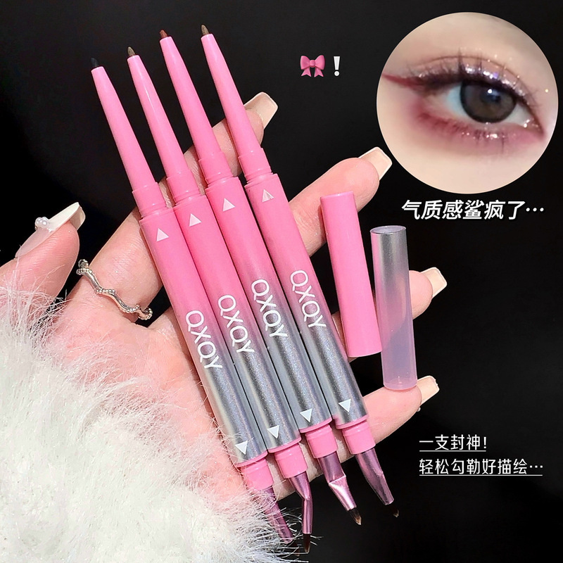 QXQY双头眼线胶笔带折角晕染刷卧蚕笔自然新手易上手跨境眼线胶笔|undefined