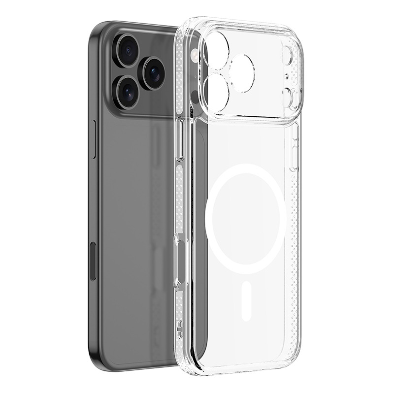 Funda magnética transparente resistente para iPhone 18 Pro, adecuada para venta al por mayor, funda trasera para Apple 17 Air, TPU+PC dos en uno