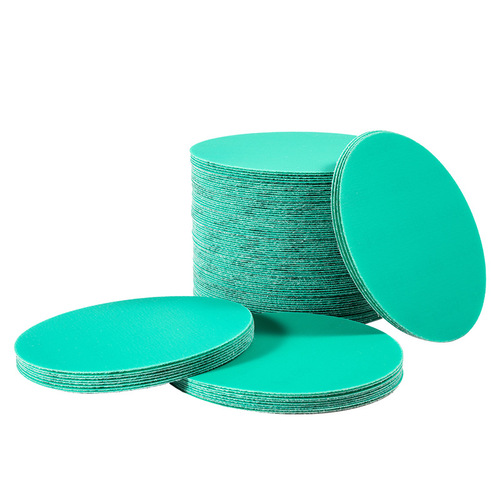 Wholesale disc dry sanding paper, polyester film car polishing water sanding paper, 5-inch green sand flocked sandpaper
