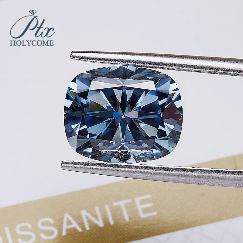 恒利来珠宝莫桑石裸石冰花肥长方新蓝色配饰配件批发锆石VVS宝石