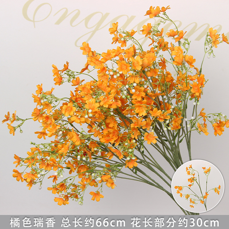Flores de imitación naranja peonía naranja hortenida neblina orquídea flor flor de boda seda naranja