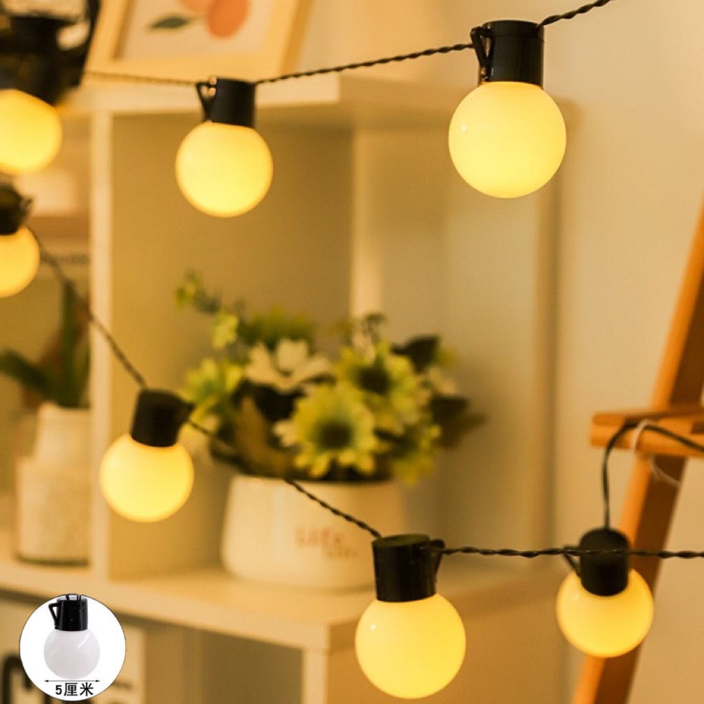 Camping Fairy Lights Large Round Ball Light String Decorative Lights Street Stall Light Night Market Waterproof Light Strip Tent Outdoor Atmosphere Lights