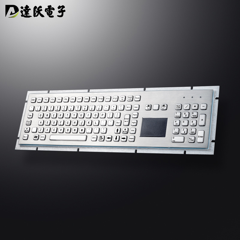 达沃D-8605T工业金属防水防爆嵌入式触摸板鼠标全英文标准键盘