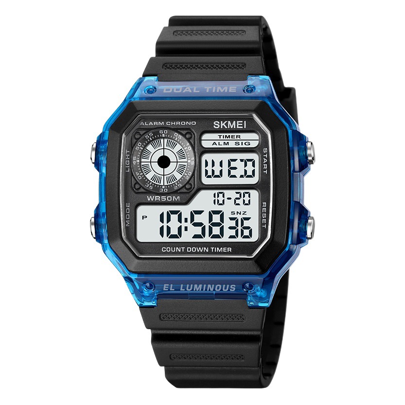 Skmei nueva cáscara transparente sensación de hielo deportes al aire libre estudiante reloj electrónico impermeable multifuncional reloj de moda para hombres y mujeres