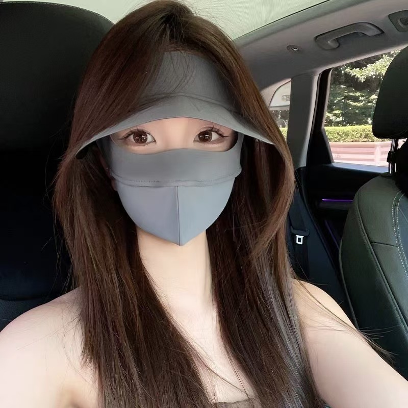 Ciclismo máscara solar para mujeres verano cubre todo el rostro protector anti-UV chaqueta máscara de hielo máscara de sombreador solar velo transpirable