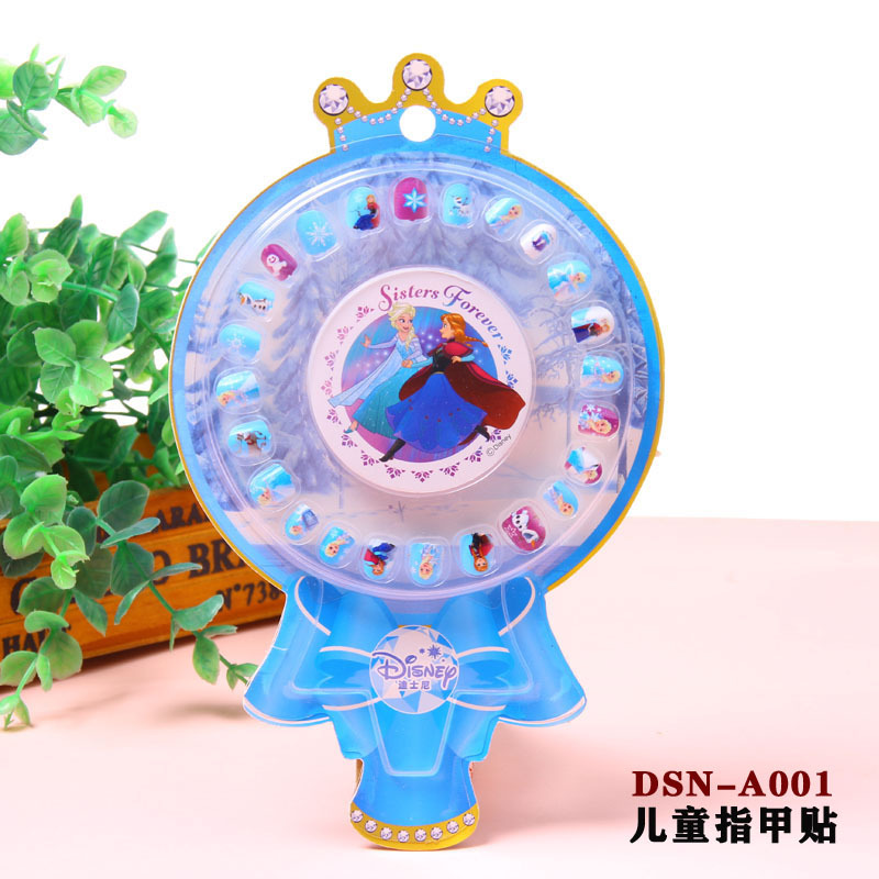 Genuino autorizado de los niños de dibujos animados de diamantes Pegatinas de oído hielo princesa uñas pegatinas chica uñas pegatinas con lima de uñas