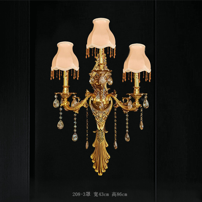 Gran lámpara de pared de cristal francés de lujo retro Villa sala de estar vestíbulo lámpara de pared del hotel lámpara de pared interior europea