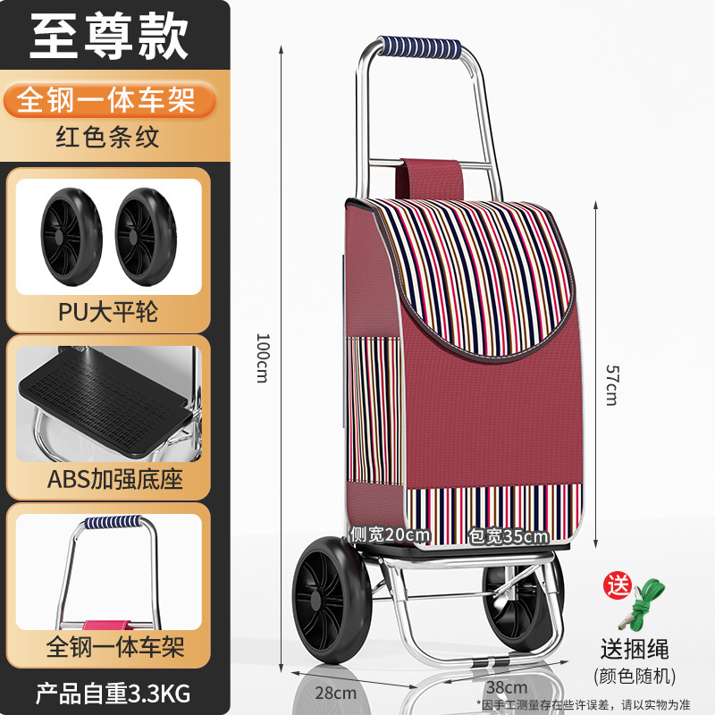 Petit carro de tracción plegable para personas mayores escaleras ligeras domésticas de tracción de mercancías portátiles de carro de compras remolque de mano