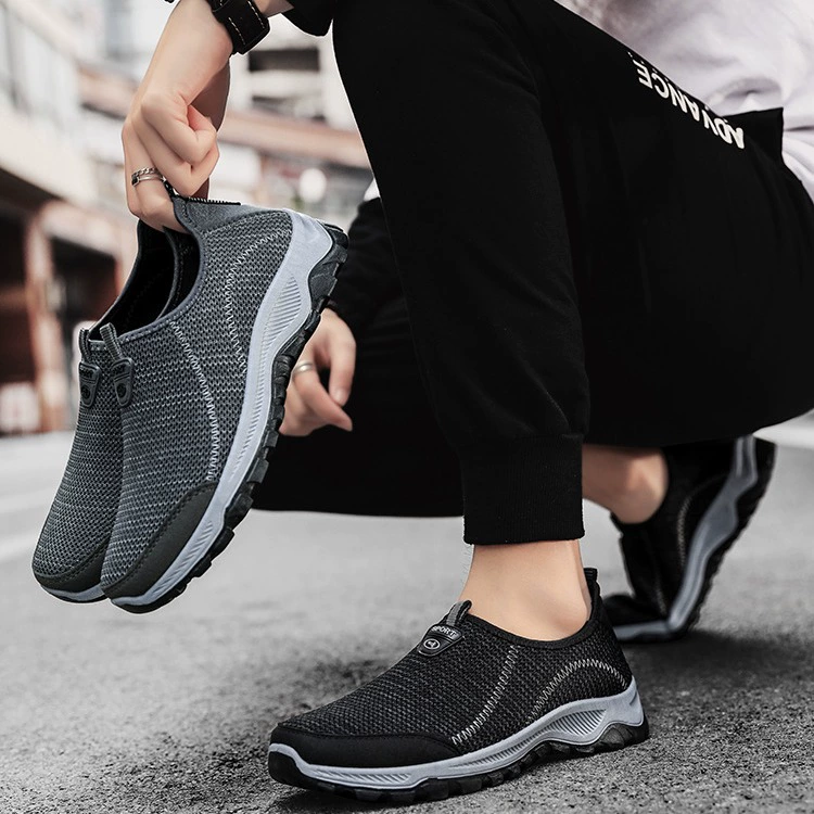 Мужская обувь больших размеров, спортивная обувь для скалолазания, Весенняя сетчатая дышащая трансграничная обувь для пожилых людей, мужская обувь без шнуровки