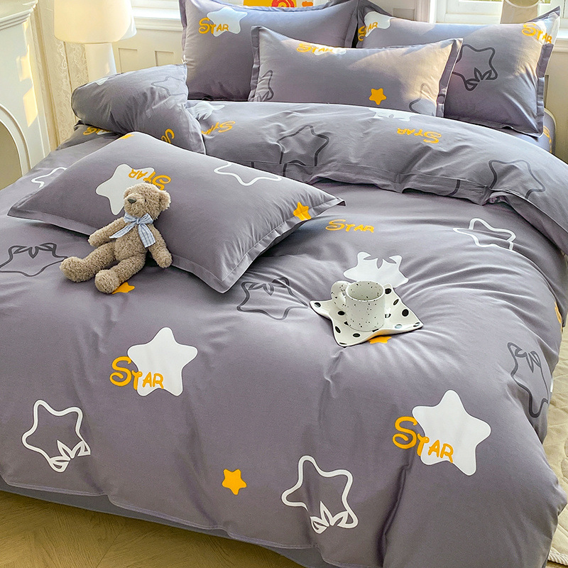 2025 ropa de cama de cuatro piezas de algodón de nuevo estilo ropa de cama de algodón funda de edredón ropa de cama de tres piezas de una sola cama doble