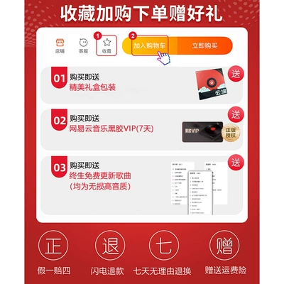 Lossless Sound High-Quality USB Drive, Car DVD player - gift-box-packaging-7-day-netease-cloud-vinyl-membership-free-song-updates