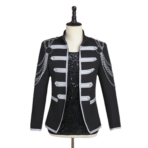 Men jazz dance costumes singers band concert performance jacket male singer night club bar punk rock style stage performance clothing banquet guests dress coats