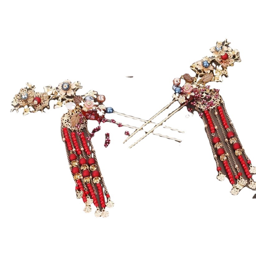 New Chinese bridal headdress phoenix crown ancient costume simple elegant Xiuhe clothing step shake tassel toast clothing hair accessories
