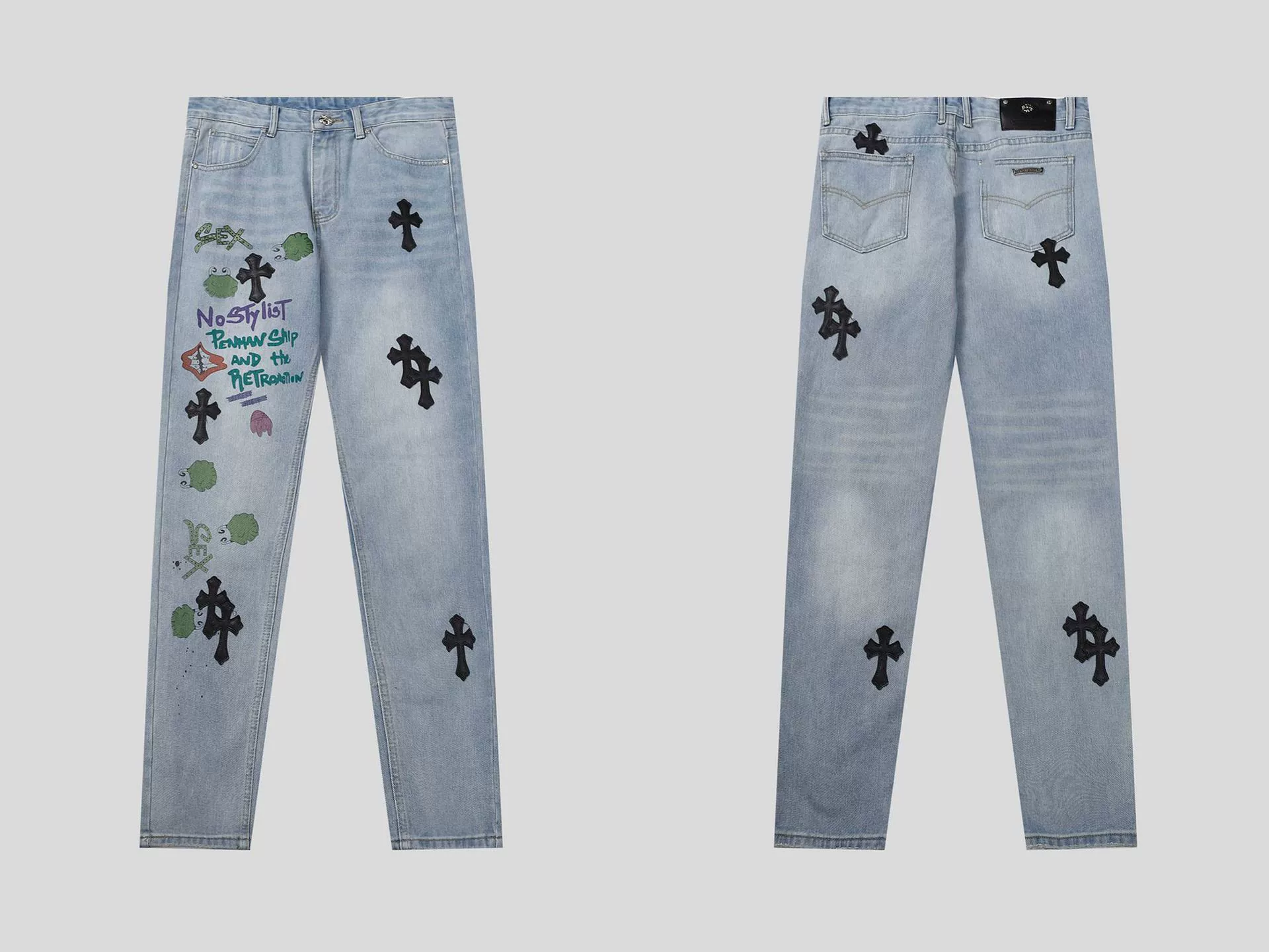 Джинсы из денима для любимой, с вышивкой, oversize, оптовая продажа
