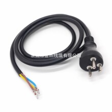 厂家供应 丹麦插头电源线 16A丹麦电源线插头 3*1.5平方2米黑色