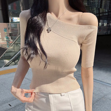 韩国东大门新款气质纯欲显身材性感辣妹短款百搭针织衫T恤女短袖