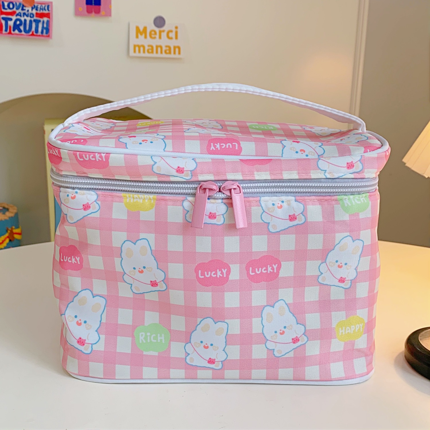 Cartoon Cute Bear And Rabbit Cosmetic Bag Large-capacity Portable Wash Bag display picture 6