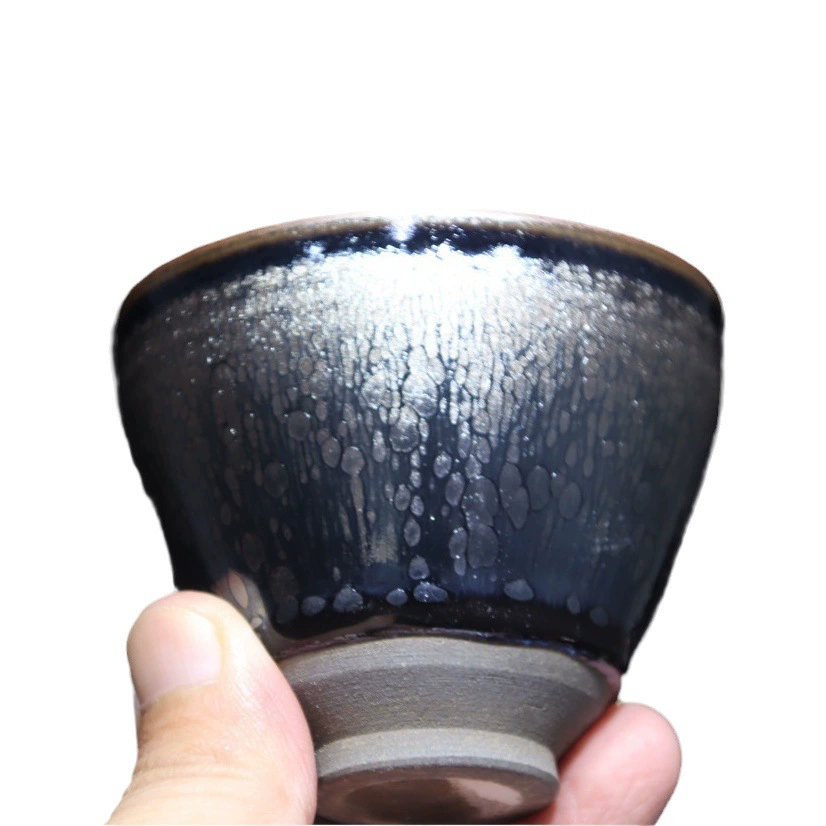 Оптовые чайные чашки из необработанной руды с железным основанием из Джяяна, Шуйджи, с узорами в виде капель масла и кроличьего волоса, маленькие чашки для чайного сервиза, чашки для хозяина и гостей.