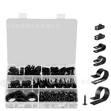 跨境亞馬遜-300件黑色尼龍塑料 R 型線夾電纜導管緊固件分類