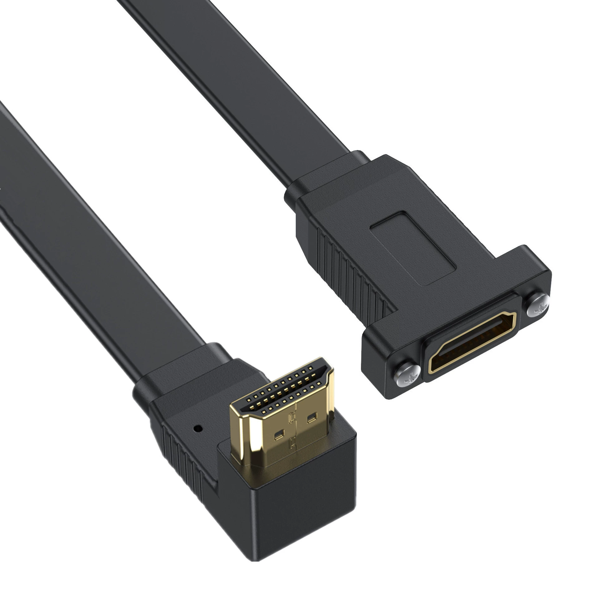 Плоский удлинительный кабель HDMI 2.0 с фиксированной панелью, подключение штекера, поддержка 4K 60Hz