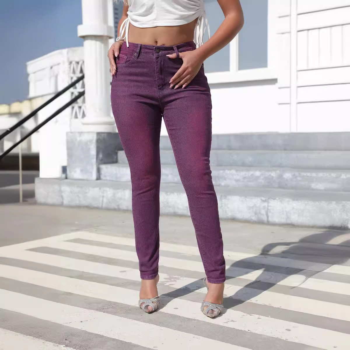 2024 transfronterizo ebay AliExpress comercio exterior ropa de mujer europea y americana estación independiente pantalones de pies lavados pantalones vaqueros de cintura alta para mujer