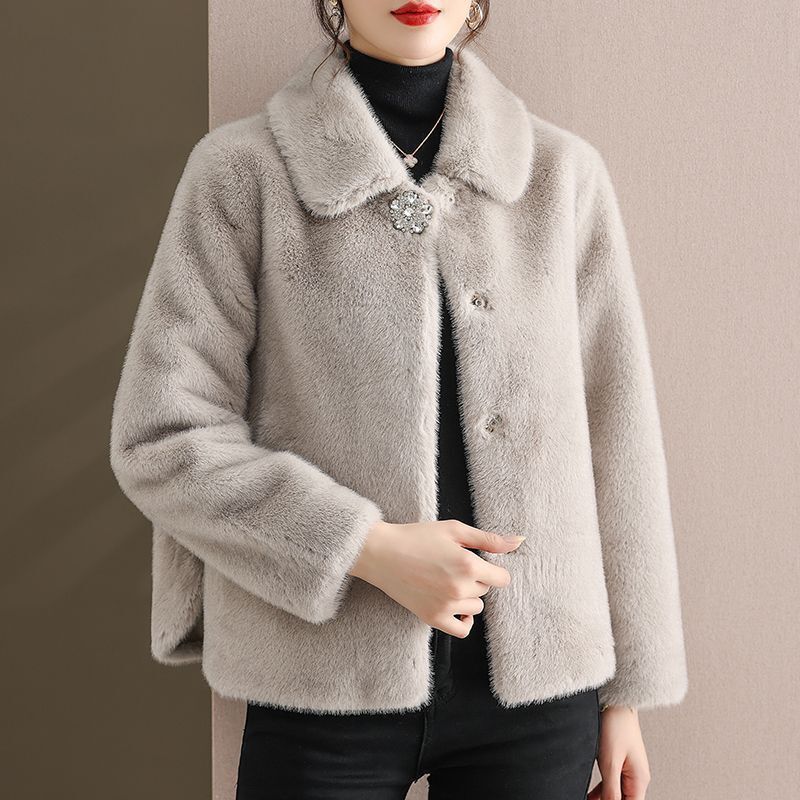 European Mink Gold Mink Fur Outwear Winter New Fur All-In-One Middle-Aged and Elderly Mink Velvet Mother Short Outwear Autumn and Winter