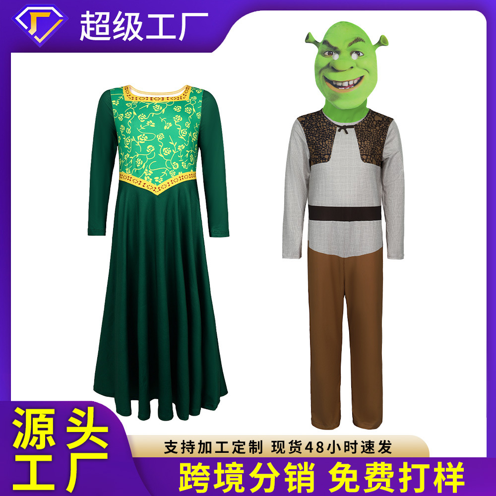 Halloween Monstruos 5 Shrek Set Princesa Fiona Femenina Cosplay Disfraces Princesa vestido Jugues de rol