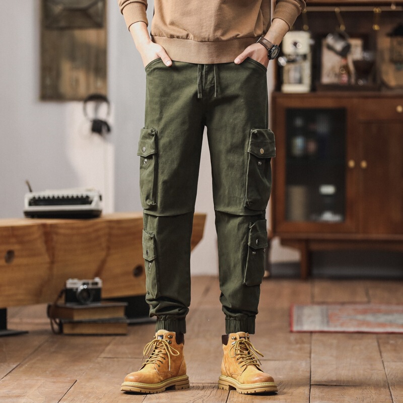 2026 Spring and Autumn Thickened Men's Pants with Multiple Pockets, Workwear Casual Jogger Pants, Washed Cotton, Large Size, Cross-Border Jogging Pants 2026 Spring and Autumn Thickened Men's Pants with Multiple Pockets, Workwear Casual Jogger Pants, Washed Cotton, Large Size, Cross-Border Jogging Pants