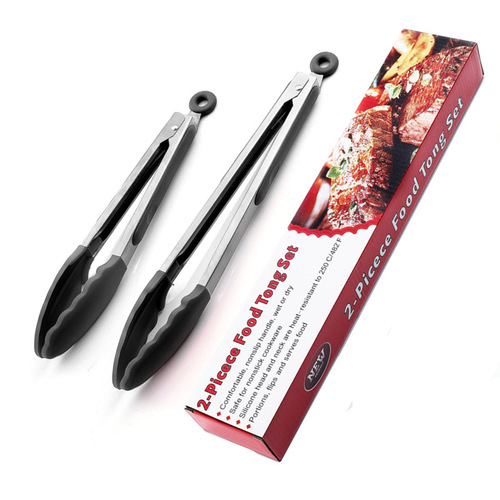 FDA Silicone Food Tongs 7-inch 9-inch 12-inch Bread Tongs Heat-resistant BBQ Meat Steak Multi-purpose Food Tongs