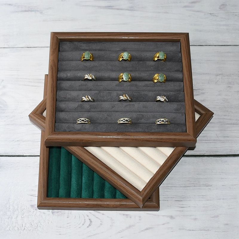 Подставка для колец из массива дерева Miaoti, поднос для хранения сережек, подставка для демонстрации колец, украшения в ретро стиле, полка для демонстрации ювелирных изделий