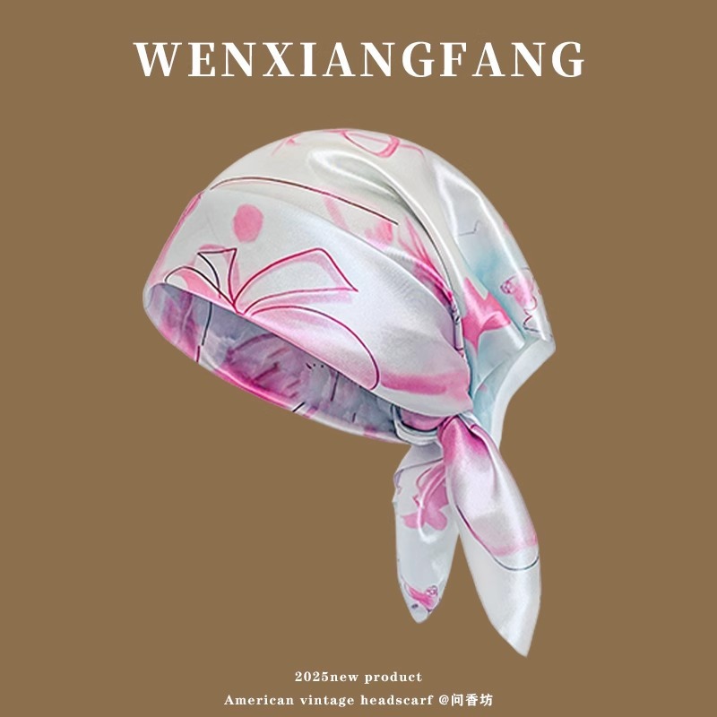 欧美风y2k头巾女2025新款夏季薄款透气包头丝巾复古亚文化三角巾|undefined