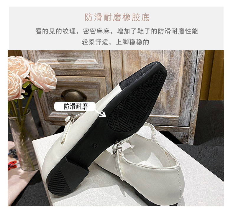 Giày Mary Jane nữ mũi vuông phối màu quai ngang, gót thấp 1–3 cm — Màu bạc, Màu mơ, Màu đen chi tiết 12