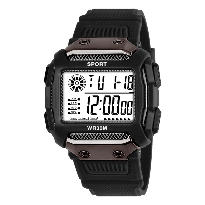 Reloj electrónico deportivo cuadrado simple, estudiantes de secundaria y preparatoria, cronógrafo deportivo, alarma luminosa, fabricante de relojes electrónicos al por mayor