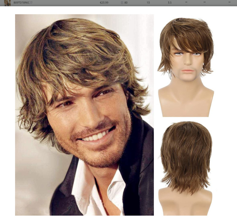 アマゾンの新型男性髪欧米男性かつら化繊頭カバーwigs男性巻き髪メーカー卸売り代発|undefined