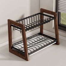 模范夫人胡桃木厨房碗碟沥水收纳架台面餐具碗盘刀筷调料品置物架