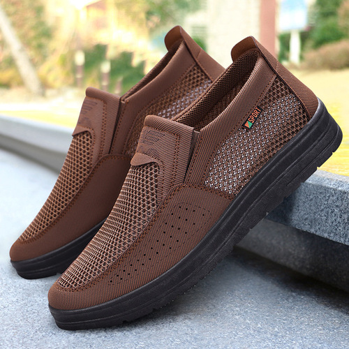 Plus-size polyurethane men's shoes, summer mesh, new style men's canvas shoes, breathable slip-on casual sandals.
