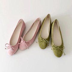 女性用の本革スリッポンソフトソールパンプスの既製バージョン、多用途のリボンラウンドトゥフラットソールメリージェーンバレエシューズ