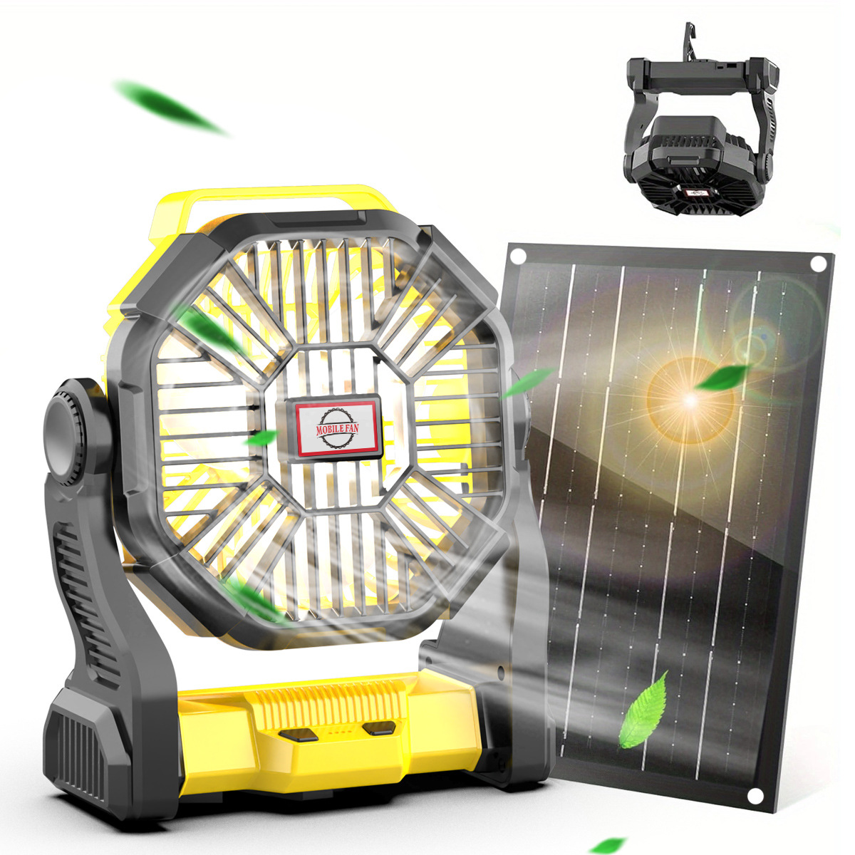 Lámpara Ventilador de Escritorio para Camping USB Recargable con Luz de Emergencia para Tienda de Campaña