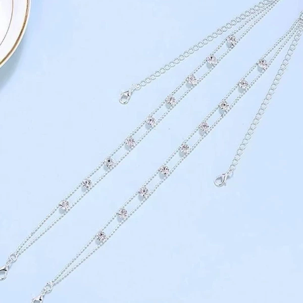 Double bead chain with rhinestone lobster clasp