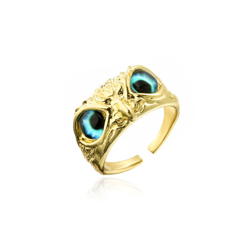 Aogu Cross-border Supply Copper Plating 18k Gold Vintage Bohemian Style Personality Owl Jewelry Open Ring display picture 4