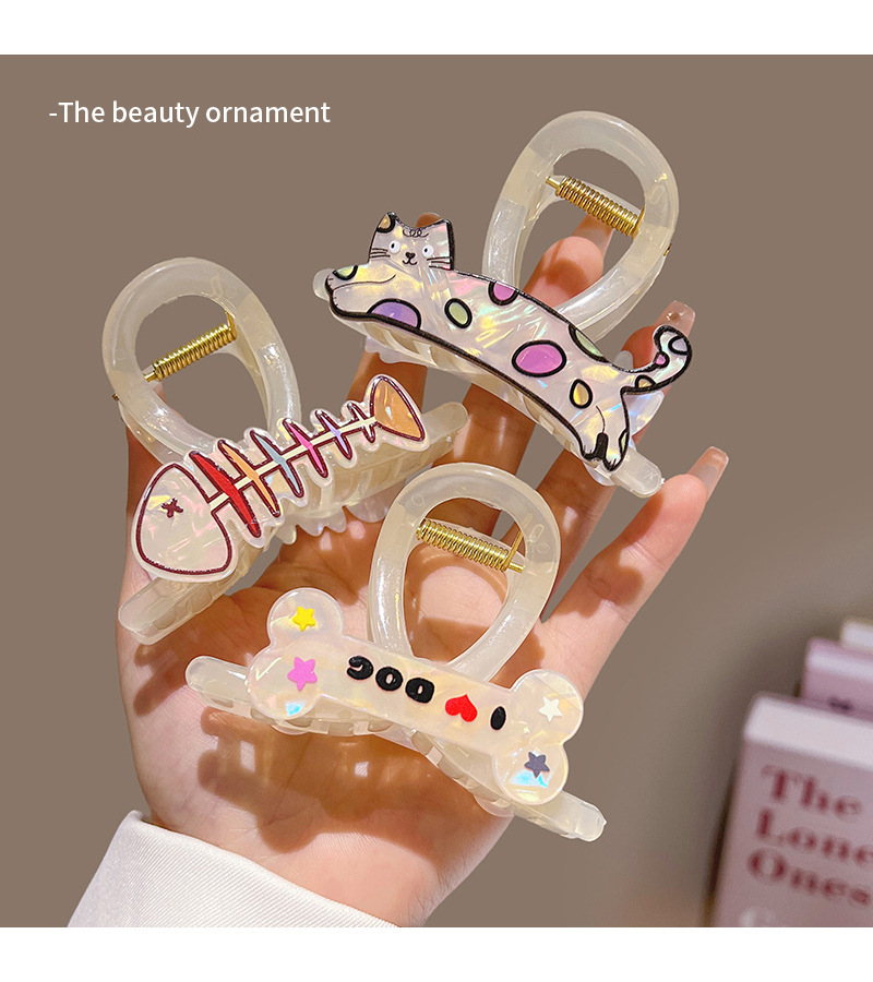 Forcina per capelli a forma di cucciolo di gatto con cartone animato, per bambini, con disco per capelli da donna, media e piccola, a forma di squalo_voghion.com